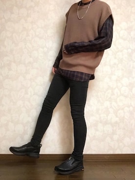 「PUBLIC TOKYO（パブリックトウキョウ）のアイテム（スリッポン）」を使った、Naokiさん（メンズ・177cm）の秋コーディネート