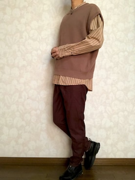 「PUBLIC TOKYO（パブリックトウキョウ）のアイテム（スリッポン）」を使った、Naokiさん（メンズ・177cm）の冬コーディネート