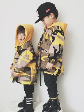 「アイテム（モッズコート、その他）」を使った、小书子4さん（キッズ・100cm）の冬コーディネート