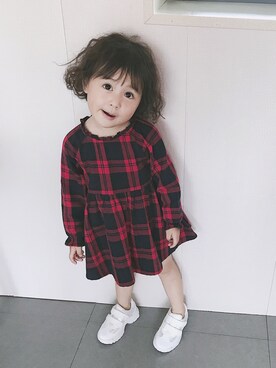 「5（ファイブ）のアイテム（ワンピース/ドレス）」を使った、小书子4さん（キッズ・90cm）の夏コーディネート