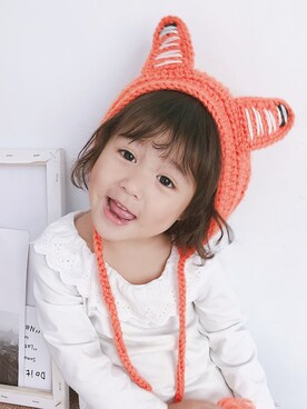 「5（ファイブ）のアイテム（帽子）」を使った、小书子4さん（キッズ・90cm）の秋コーディネート