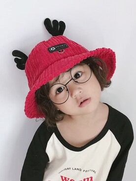 「5（ファイブ）のアイテム（帽子）」を使った、小书子4さん（キッズ・90cm）の秋コーディネート