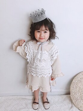 「5（ファイブ）のアイテム（ワンピース/ドレス）」を使った、小书子4さん（キッズ・90cm）の冬コーディネート