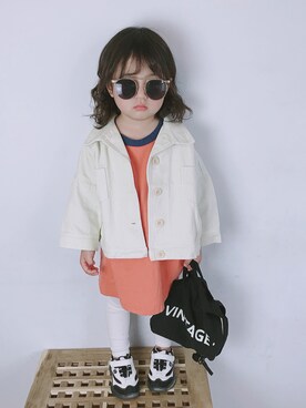 「5（ファイブ）のアイテム（ブルゾン）」を使った、小书子4さん（キッズ・90cm）の冬コーディネート