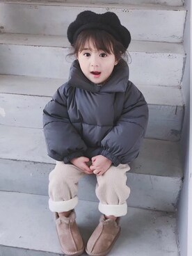 「5（ファイブ）のアイテム（その他トップス）」を使った、小书子4さん（キッズ・90cm）の冬コーディネート