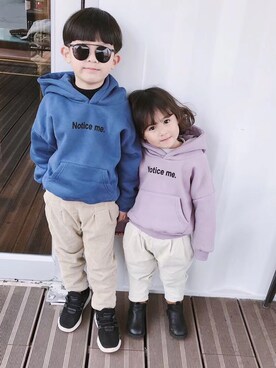 「5（ファイブ）のアイテム（パーカー）」を使った、小书子4さん（キッズ・90cm）の冬コーディネート