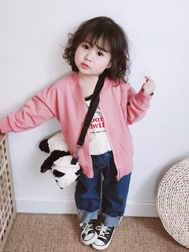 「5（ファイブ）のアイテム（ジャケット/アウター）」を使った、小书子4さん（キッズ・90cm）の冬コーディネート