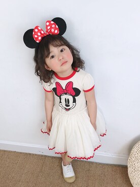 「5（ファイブ）のアイテム（スカート）」を使った、小书子4さん（キッズ・90cm）の春コーディネート