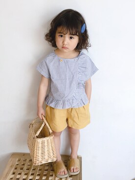 「5（ファイブ）のアイテム（バッグ）」を使った、小书子4さん（キッズ・90cm）の春コーディネート