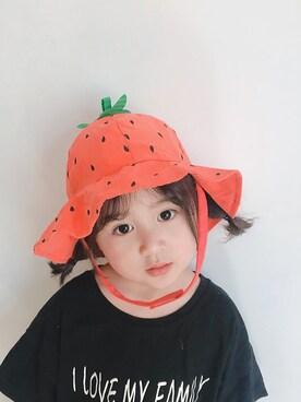 「5（ファイブ）のアイテム（帽子）」を使った、小书子4さん（キッズ・90cm）の春コーディネート