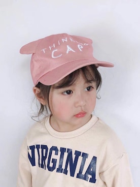 「5（ファイブ）のアイテム（帽子）」を使った、小书子4さん（キッズ・90cm）の春コーディネート