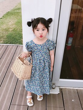 「5（ファイブ）のアイテム（ワンピース/ドレス）」を使った、小书子4さん（キッズ・100cm）の夏コーディネート