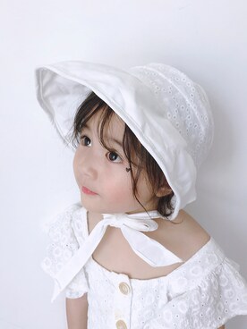 「5（ファイブ）のアイテム（帽子）」を使った、小书子4さん（キッズ・92cm）の夏コーディネート