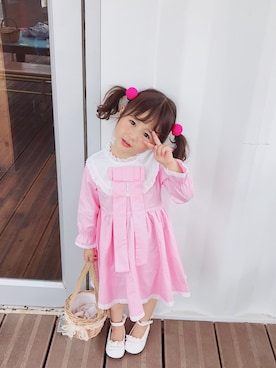 「5（ファイブ）のアイテム（ワンピース/ドレス）」を使った、小书子4さん（キッズ・92cm）の夏コーディネート