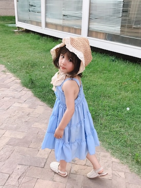 「5（ファイブ）のアイテム（スカート）」を使った、小书子4さん（キッズ・92cm）の夏コーディネート
