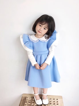 「5（ファイブ）のアイテム（スカート）」を使った、小书子4さん（キッズ・92cm）の夏コーディネート