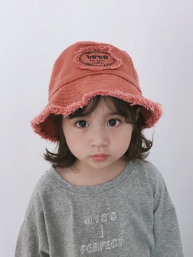 「5（ファイブ）のアイテム（帽子）」を使った、小书子4さん（キッズ・92cm）の夏コーディネート