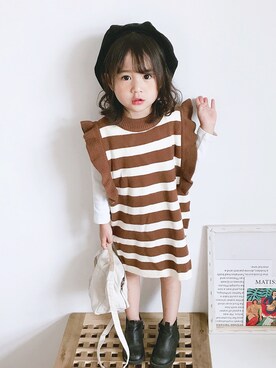 「5（ファイブ）のアイテム（ワンピース/ドレス）」を使った、小书子4さん（キッズ・100cm）の夏コーディネート