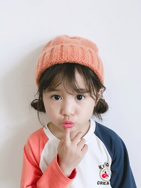 「5（ファイブ）のアイテム（帽子）」を使った、小书子4さん（キッズ・100cm）の夏コーディネート