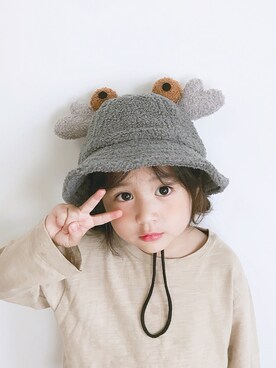 「5（ファイブ）のアイテム（帽子）」を使った、小书子4さん（キッズ・100cm）の夏コーディネート