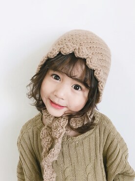 「5（ファイブ）のアイテム（帽子）」を使った、小书子4さん（キッズ・100cm）の夏コーディネート