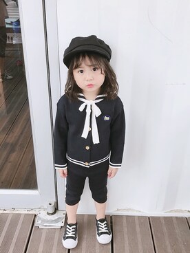 「5（ファイブ）のアイテム（ジャケット/アウター）」を使った、小书子4さん（キッズ・100cm）の夏コーディネート