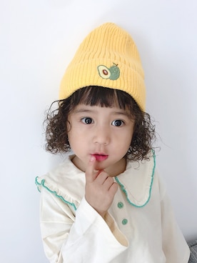 「5（ファイブ）のアイテム（帽子）」を使った、小书子4さん（キッズ・100cm）の秋コーディネート