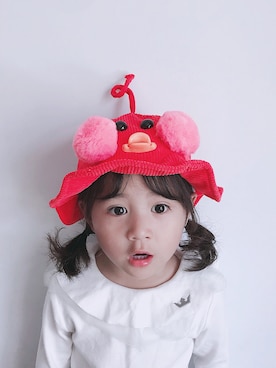 「5（ファイブ）のアイテム（帽子）」を使った、小书子4さん（キッズ・100cm）の秋コーディネート