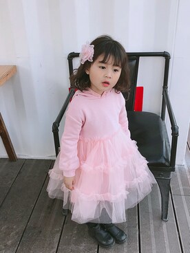 「5（ファイブ）のアイテム（スカート）」を使った、小书子4さん（キッズ・100cm）の秋コーディネート