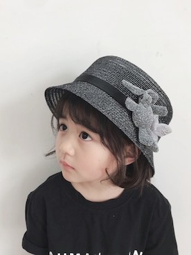 「5（ファイブ）のアイテム（帽子）」を使った、小书子4さん（キッズ・100cm）の春コーディネート