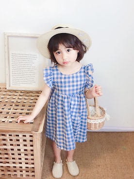 「5（ファイブ）のアイテム（ワンピース/ドレス）」を使った、小书子4さん（キッズ・100cm）の春コーディネート