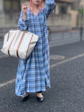 「Samansa Mos2 blue（サマンサモスモスブルー）のアイテム（ワンピース/ドレス）」を使った、YOKOBORIさん（レディース・156cm）の夏コーディネート