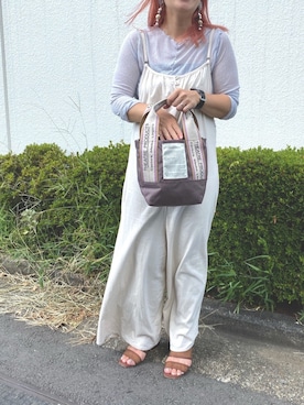 「Samansa Mos2（サマンサ モスモス）のアイテム（オールインワン・サロペット）」を使った、YOKOBORIさん（レディース・156cm）の夏コーディネート