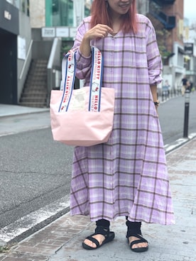 「Samansa Mos2 blue（サマンサモスモスブルー）のアイテム（ワンピース/ドレス）」を使った、YOKOBORIさん（レディース・156cm）の秋コーディネート