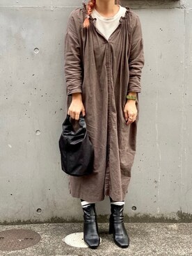 「Casselini（キャセリーニ）のアイテム（ハンチング/ベレー帽）」を使った、YOKOBORIさん（レディース・156cm）の秋コーディネート