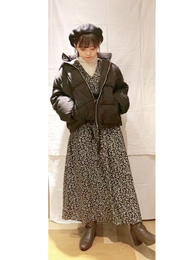 「花柄」｜「アイテム（ハンチング/ベレー帽）」を使った、◎saki◎さん（レディース・150cm）の秋コーディネート