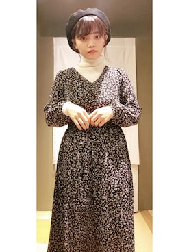 「タートルネック」｜「アイテム（ハンチング/ベレー帽）」を使った、◎saki◎さん（レディース・150cm）の秋コーディネート
