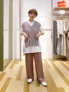 「アイテム（ベスト、パープル系）」を使った、◎saki◎さん（レディース・150cm）の夏コーディネート