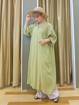 「むぎわら帽子」｜「アイテム（ワンピース/ドレス）」を使った、◎saki◎さん（レディース・150cm）の春コーディネート