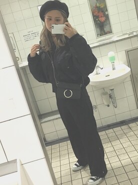 「スプリングSENSEOFPLACE」｜「アイテム（ハンチング/ベレー帽）」を使った、juriさん（レディース・159cm）の春コーディネート