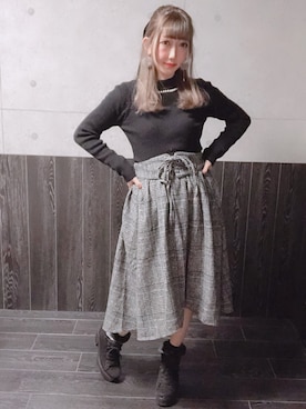 「黒タートルネック」｜「アイテム（アクセサリー）」を使った、AikA❥ひめ໒꒱· ﾟさん（レディース・151cm）の冬コーディネート