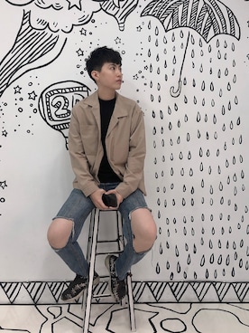 「大地色系」｜杜庭Ericさん（メンズ・166cm）の春コーディネート