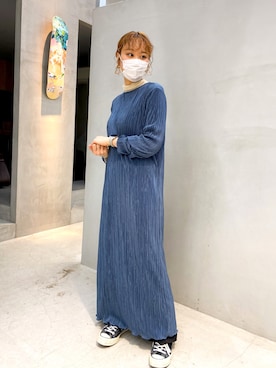 「チャックテイラー」｜「アイテム（ワンピース/ドレス）」を使った、ayameさん（レディース・156cm）の冬コーディネート