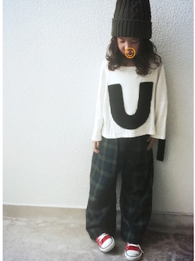 「タータンチェック」｜Limさん（キッズ・110cm）の秋コーディネート