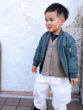 「UNIQLO（ユニクロ）のアイテム（MA-1）」を使った、いとうさんさん（キッズ・100cm）の春コーディネート