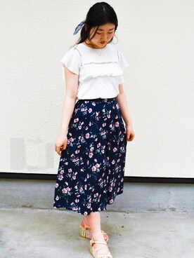 「RD（ルージュ ディアマン）のアイテム（パンツ）」を使った、えりな( ´ ▽ ` )ﾉさん（レディース・153cm）の夏コーディネート