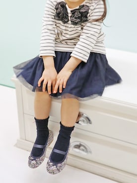 「アイテム（バレエシューズ）」を使った、MODE KAORIさん（キッズ・100cm）の春コーディネート