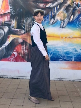 「152cm」｜「アイテム（キャップ）」を使った、ﾄｳﾌﾞﾁ ﾄﾜさん（レディース・152cm）の春コーディネート
