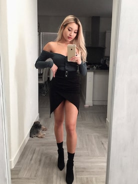 「skirt」｜「アイテム（ブーティ）」を使った、Lindaさん（レディース・157cm）の冬コーディネート