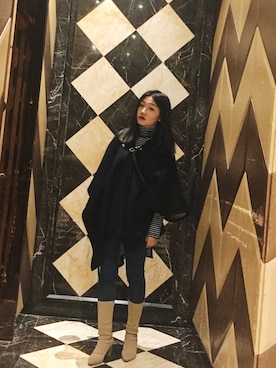 「VINTAGE（ヴィンテージ）のアイテム（ポンチョ）」を使った、三截_sanjieさん（レディース・162cm）の秋コーディネート